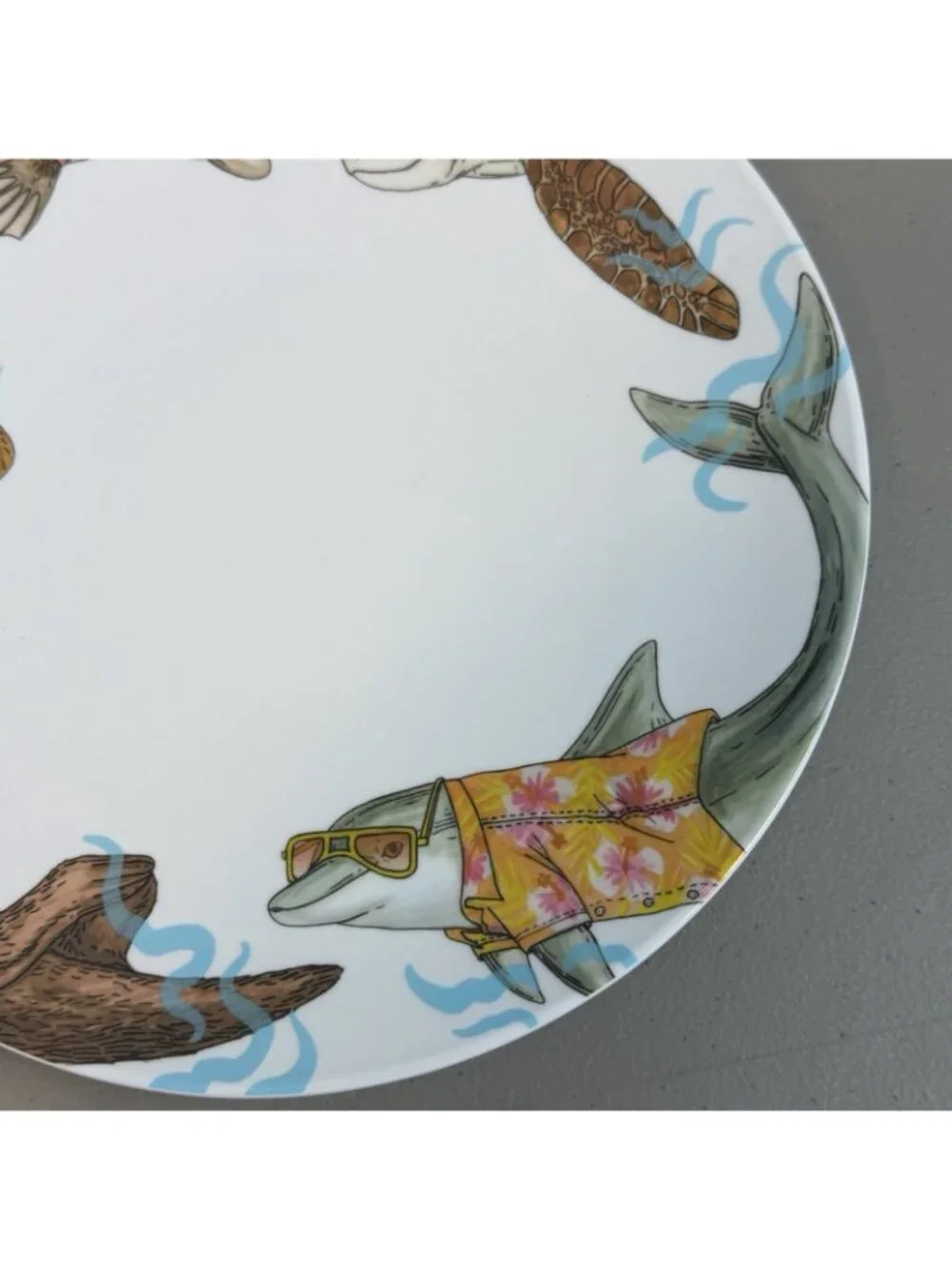 West‎ Elm Rachel Kozlowski Dapper Animal Dinner Plate Ocean beach otter dolphin